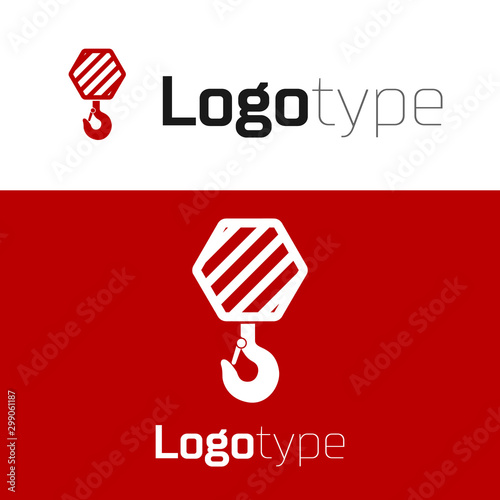 Red Industrial hook icon isolated on white background. Crane hook icon. Logo design template element. Vector Illustration