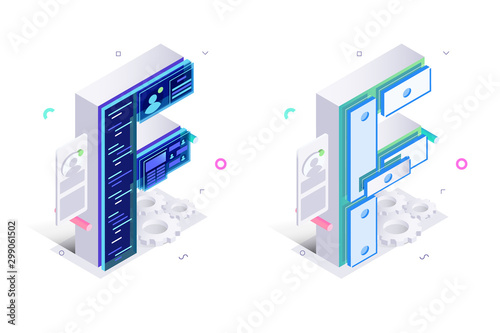 Letters F with social networks elements