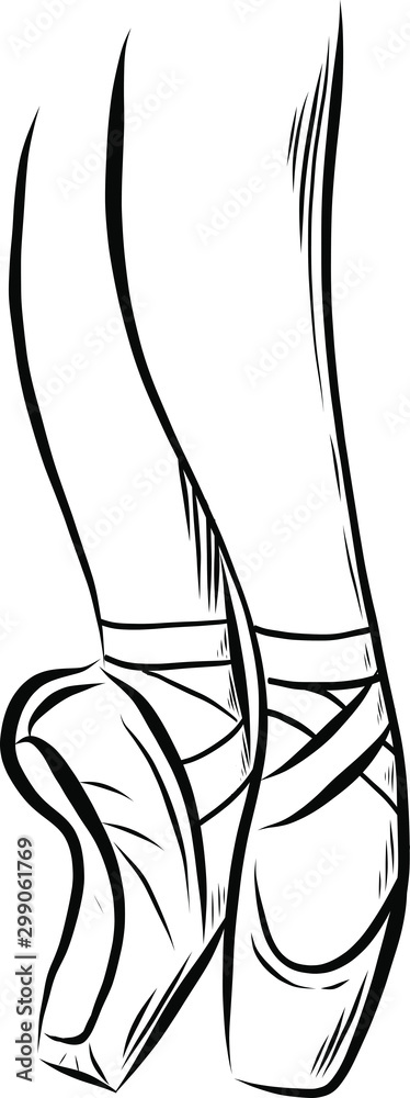 Fototapeta premium legs of the ballet dancer in ballet pointe shoes , vector illustration