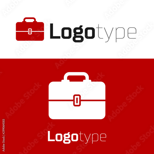 Red Toolbox icon isolated on white background. Tool box sign. Logo design template element. Vector Illustration