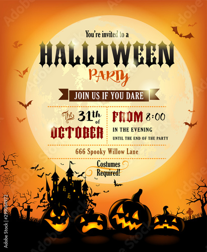 Halloween background with scary pumpkins
