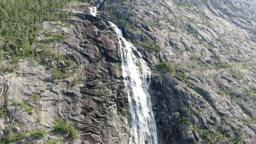 Aerial video of the Tjornadalfossen waterwall. Near Odda, Norway Aerial video of the Tjornadalfossen waterwall. Near Odda, Norway