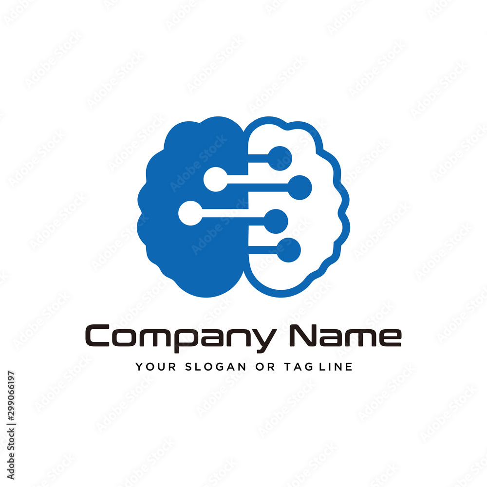 brain design technology logo modern vector template