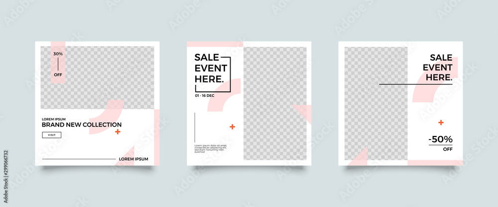 Naklejka premium Modern promotion square web banner for social media mobile apps. Elegant sale and discount promo backgrounds for digital marketing 