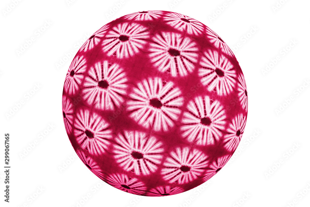 Colorful ball of African fabrics, isolated, white background Colorful ball of African fabrics, isolated, white background