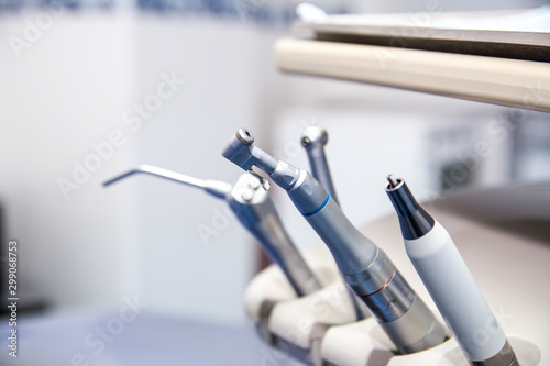 Different dental tools in the dental office.