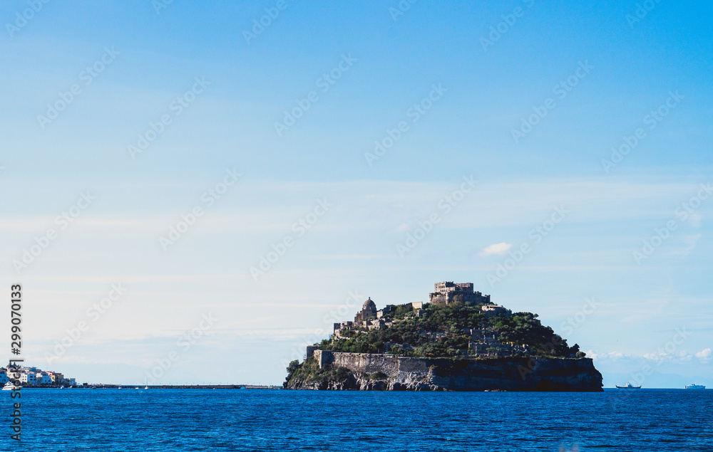Ischia island in Italy, view from the sea