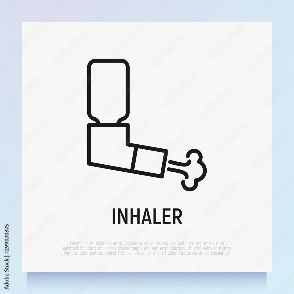 Inhaler thin line icon. Medical equipment for asthma. Modern vector illustration. Inhaler thin line icon. Medical equipment for asthma. Modern vector illustration.