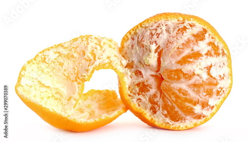 Tangerine with peels isolated on white background