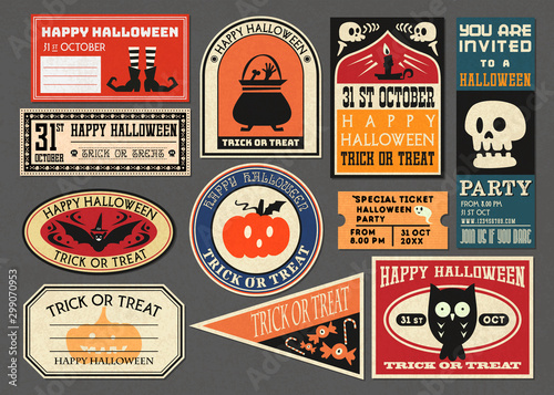Happy halloween vector Badge retro style collection