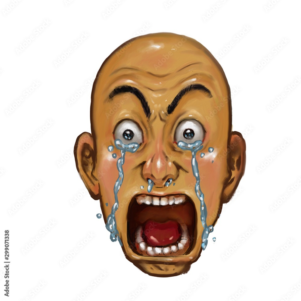 厚塗り 驚き 口開け ハゲ リアル 手描き Stock イラスト Adobe Stock