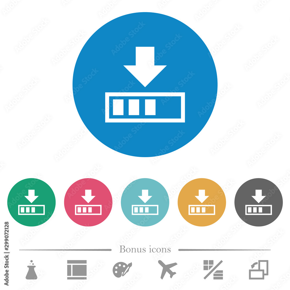 Download in progress flat round icons