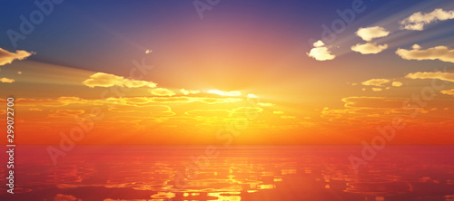 Beautify sunset over sea, sun ray © aleksandar nakovski