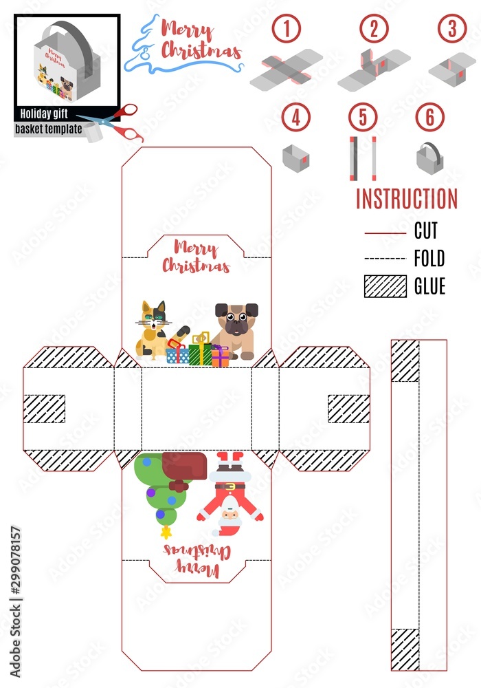 Obraz premium animals with gifts and santa claus. box template