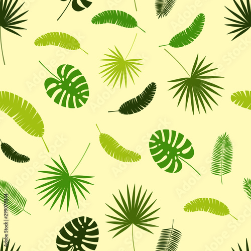 Tropical seamless leaves pattern. Vector illustration textile seamless pattern © farketmez
