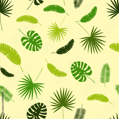 Tropical seamless leaves pattern. Vector illustration textile seamless pattern