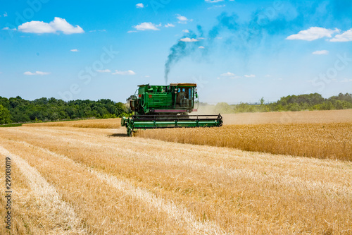 combine harvester on a wheat field