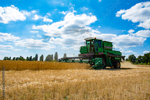 combine harvester on a wheat field