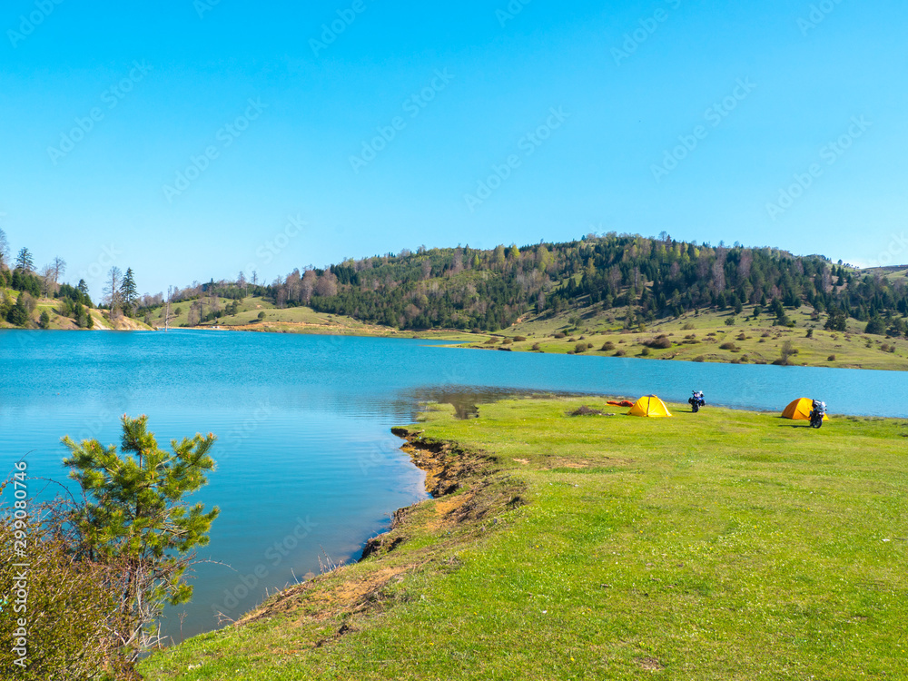 Obraz premium landscape with lake and mountains