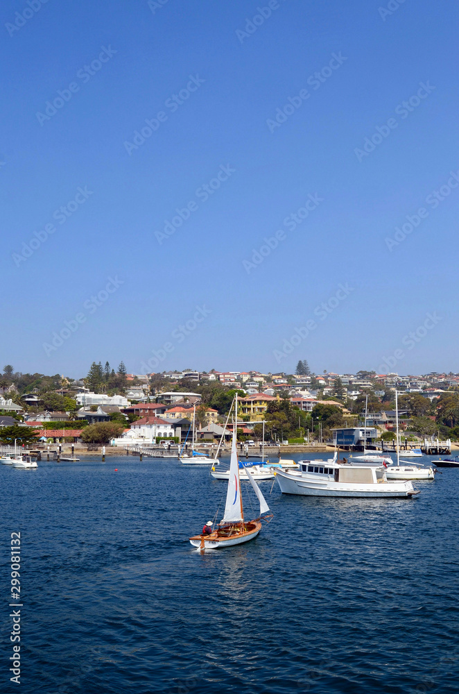 Boats in the harbor near Watson's Bay in Sydney.