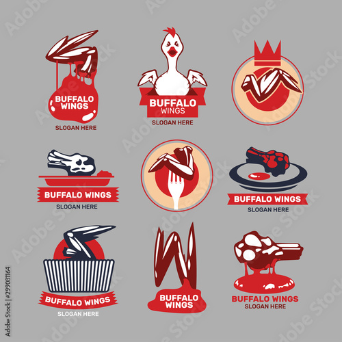 Buffalo chicken wings badge and logo