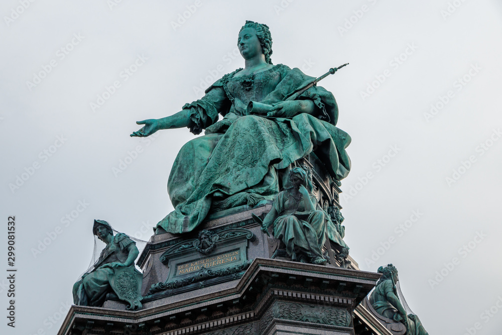 The Maria Theresa monument at the Maria Theresa square near the history Museums in Vienna, Austria