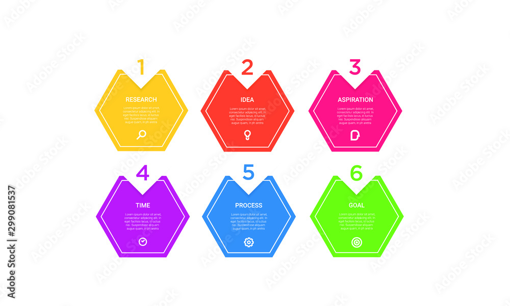 Vector hexagon Infographic stack chart design with icons and 6 options or steps. for business concept. Can be used for presentations banner, workflow layout, process diagram, flow chart