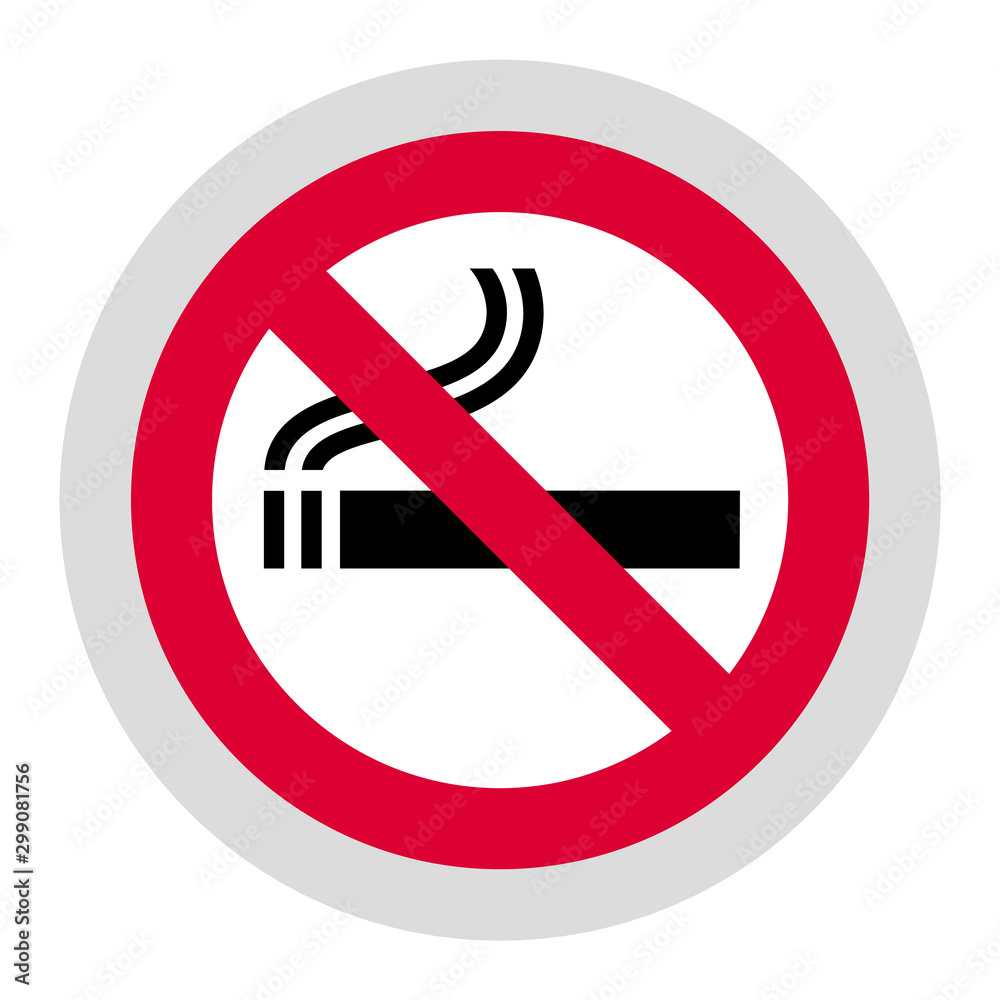 No smoking forbidden sign, modern round sticker No smoking forbidden sign, modern round sticker