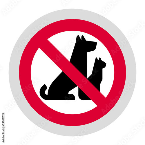 No pets forbidden sign, modern round sticker