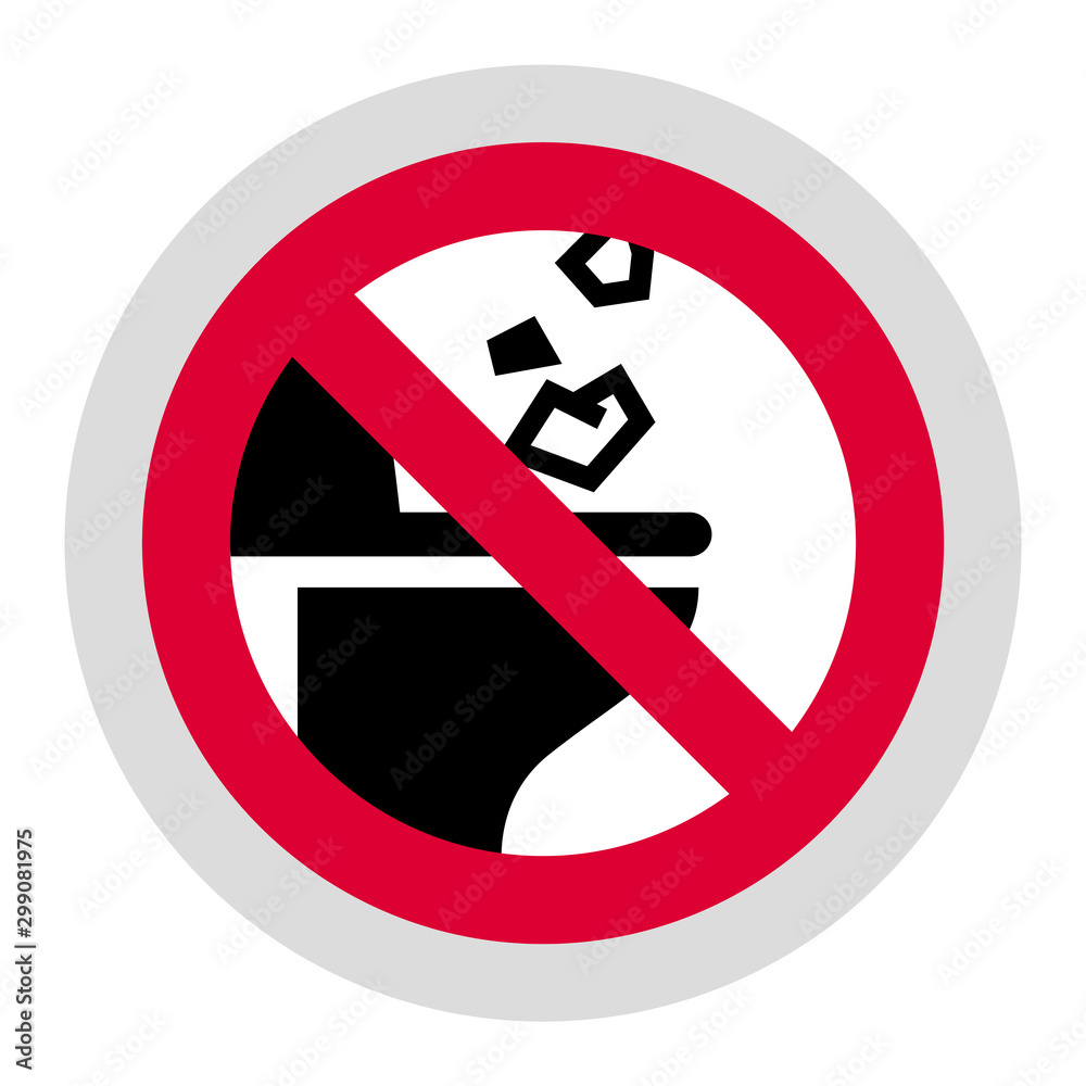 Do Not Throw Trash or Paper Towels in Toilet forbidden sign, modern round sticker Do Not Throw Trash or Paper Towels in Toilet forbidden sign, modern round sticker