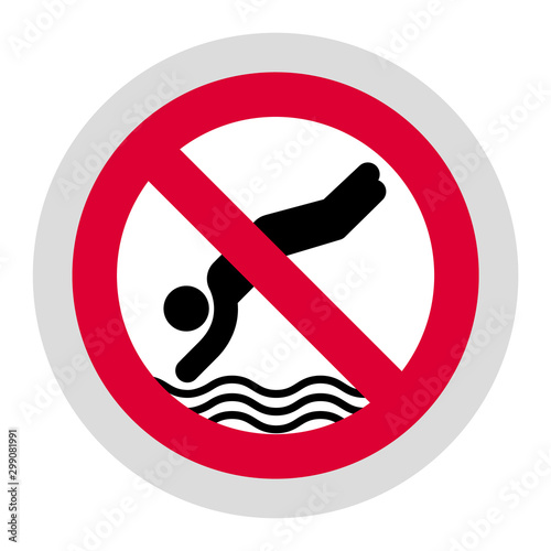 No diving forbidden sign, modern round sticker