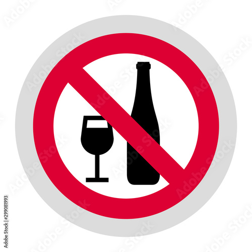 No drinking, smoking forbidden sign, modern round sticker