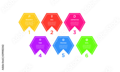 Vector hexagon Infographic stack chart design with icons and 6 options or steps. for business concept. Can be used for presentations banner, workflow layout, process diagram, flow chart