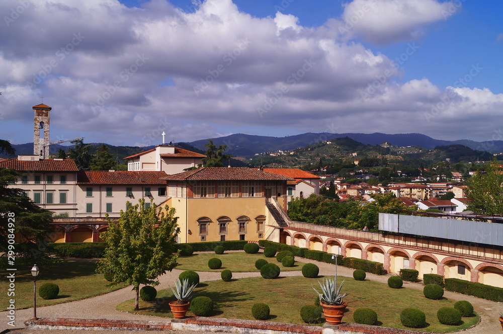 Garden of  Medici Villa in Poggio a Caiano, Tuscany, Italy