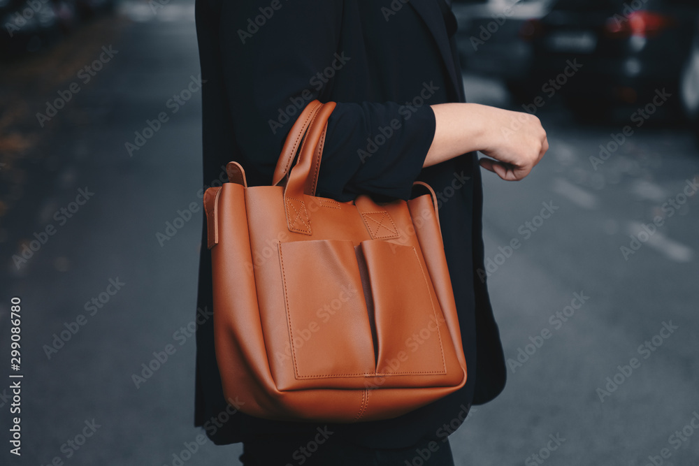 Brown Leather Tote Bag with Black Suit Outfits (1 ideas & outfits) |  Lookastic
