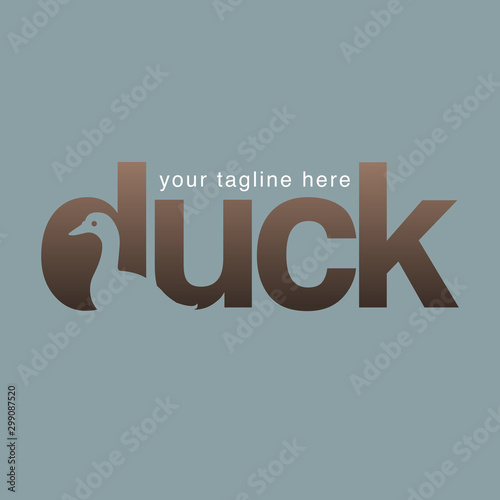 Vector illustration, modification letter duck as asymbol or icon business.