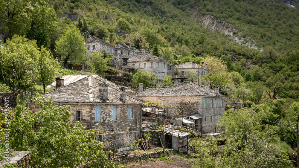Traditional houses of the village Mikro Papingo in the mountainous Zagoria Region in Greece