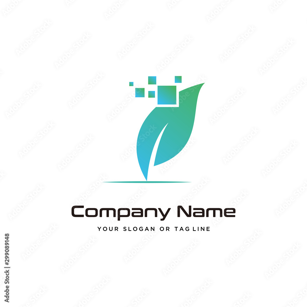 Fototapeta premium leaves modern logo design technology vector template