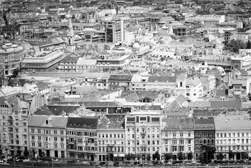Budapest. Black and white retro style.