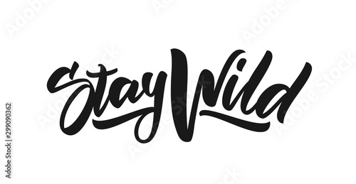 Handwritten calligraphic brush lettering of Stay Wild