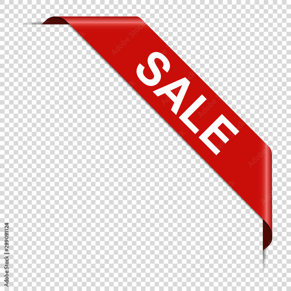 SALE - red corner ribbon banner isolated on transparent background SALE - red corner ribbon banner isolated on transparent background