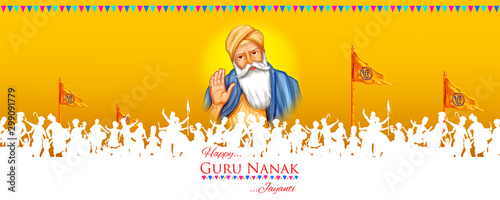 illustration of Happy Gurpurab, Guru Nanak Jayanti festival of Sikh celebration background