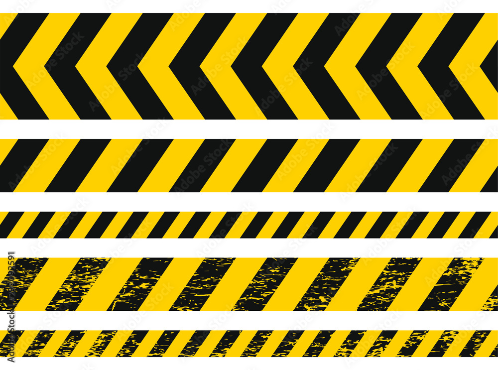 Seamless grunge security yellow black diagonal stripes. Safety danger