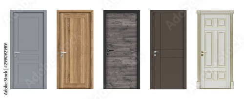 Doors for modern interior  3D render.