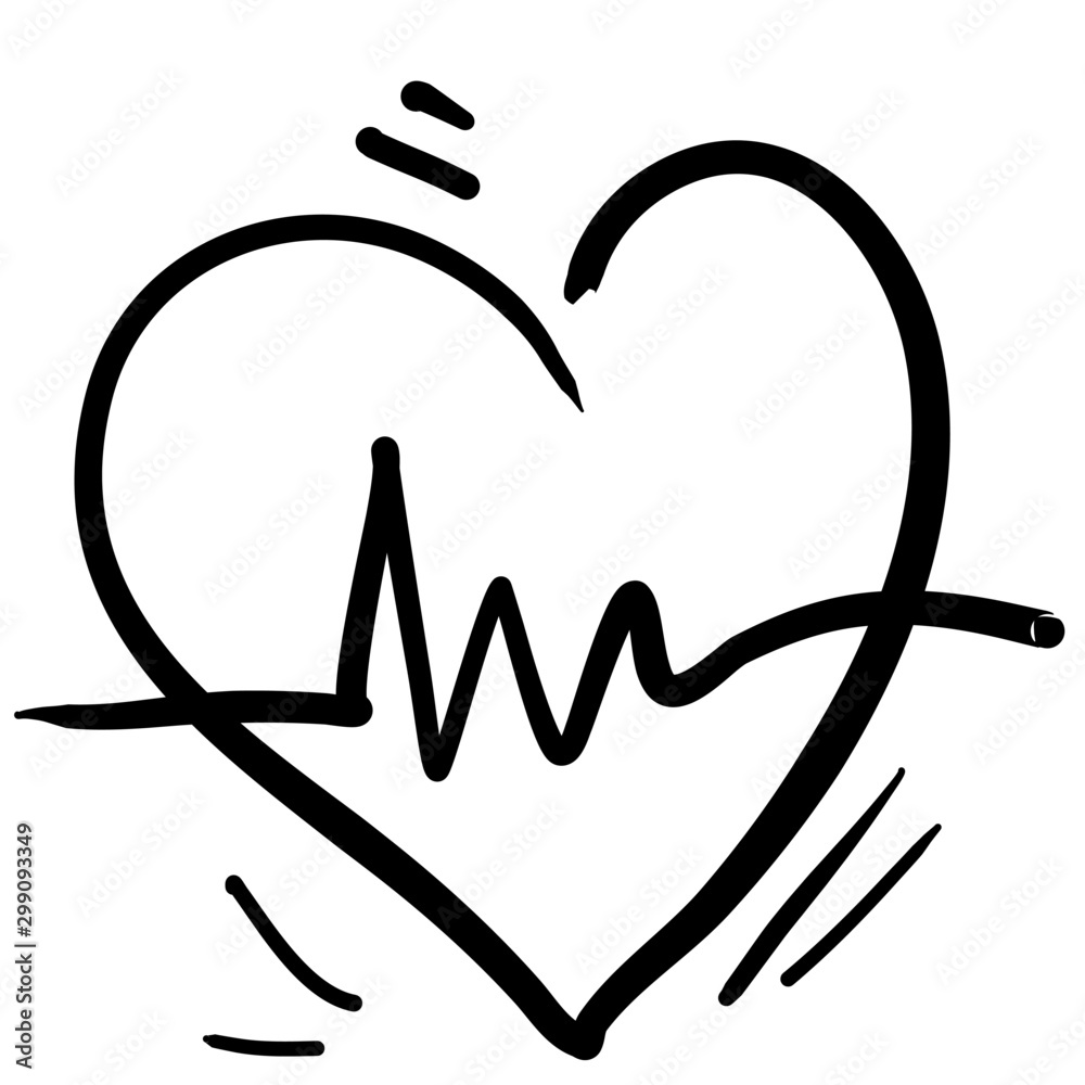 Heart and cardiogram icon. Medicine. Heart disease. Hand-drawn Heart and cardiogram icon. Medicine. Heart disease. Hand-drawn
