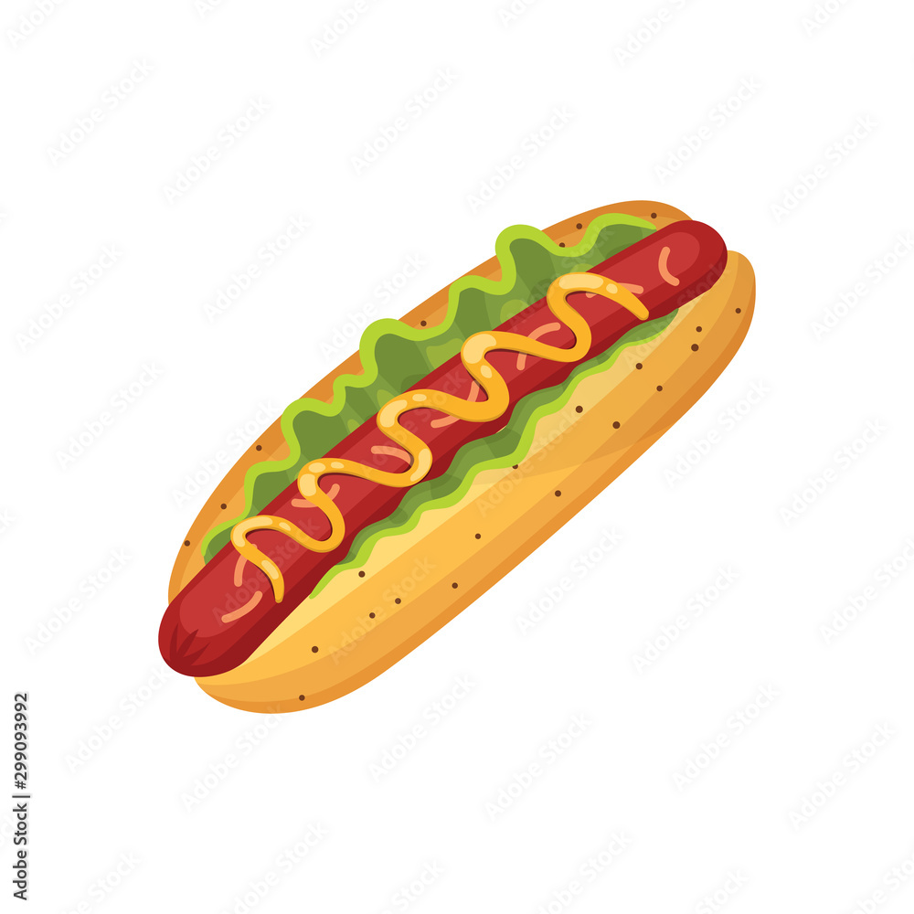 Hot Dog Isolated Icon On White Background Stock Illustration