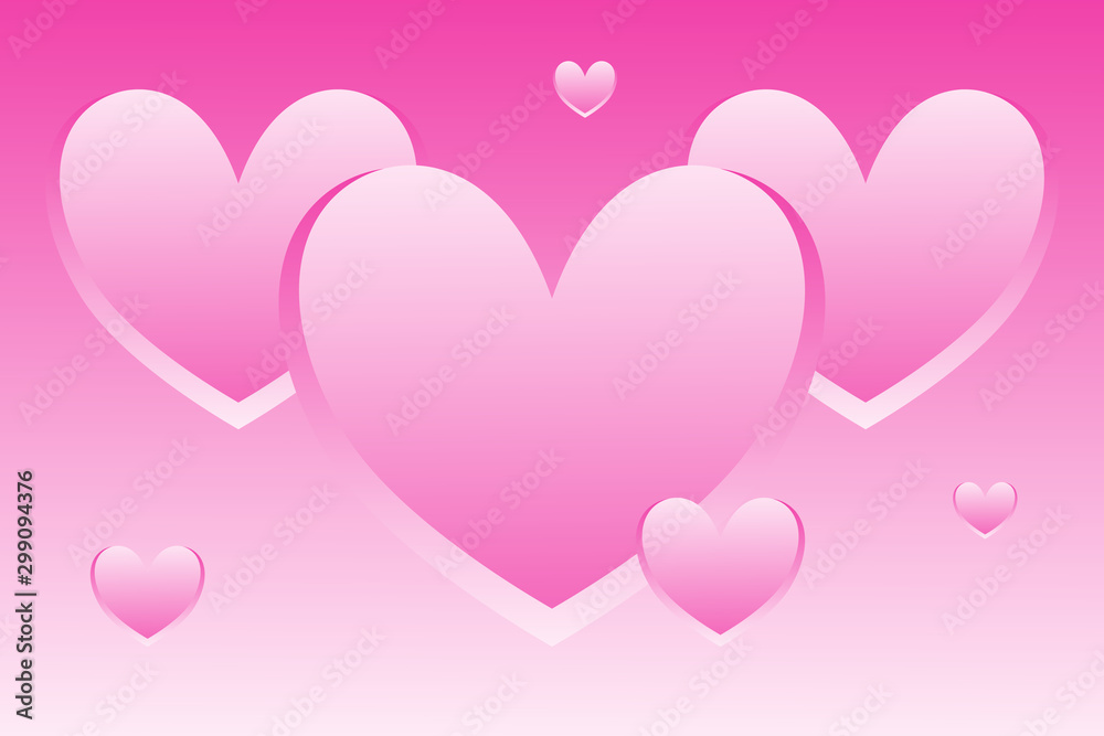Background with 3d hearts. Pastel pink. Place for your graphics or subtitles. Free copy place. Floating frame.