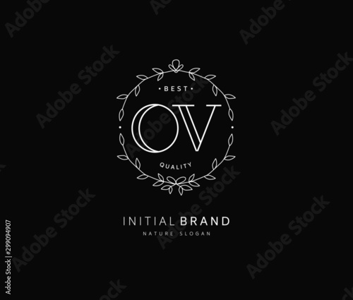 O V OV Beauty vector initial logo, handwriting logo of initial signature, wedding, fashion, jewerly, boutique, floral and botanical with creative template for any company or business. © FAAZT_Creative