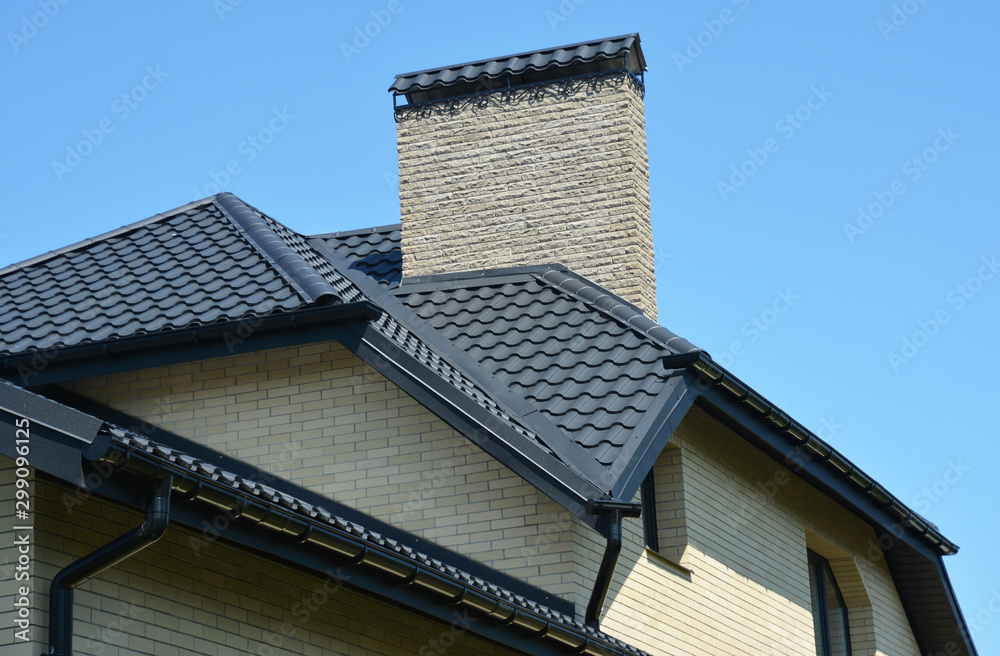 House Rooftop Problem Areas for Rain Gutter Waterproofing Outdoor. Home Guttering, Roofing Construction, Gutters, Plastic Guttering System, Roof  Tiles, Guttering & Drainage Pipe House Building.