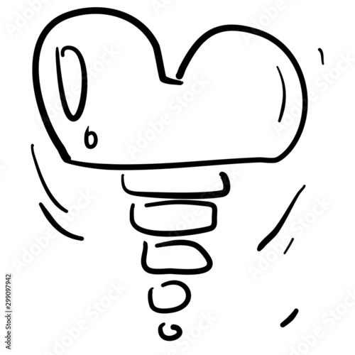Tooth implant icon. Dentistry. Hand-drawn